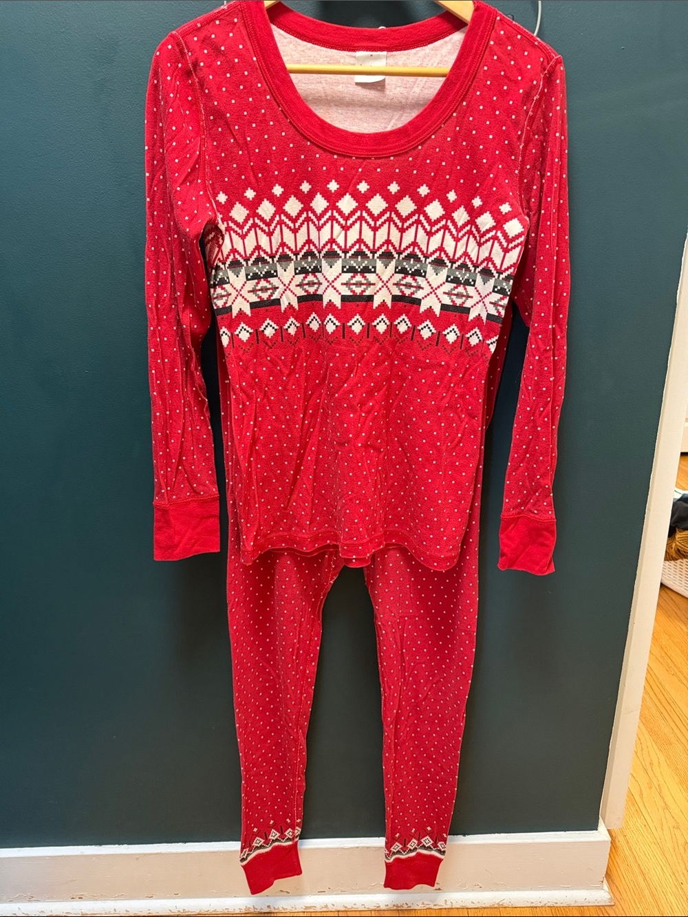 Matching Women’s and Dog’s Red Fair Isle Pajama Set